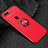Custodia Silicone Ultra Sottile Morbida Cover con Magnetico Anello Supporto A02 per Oppo A7 Rosso