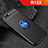 Custodia Silicone Ultra Sottile Morbida Cover con Magnetico Anello Supporto A02 per Oppo R15X Blu e Nero