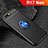Custodia Silicone Ultra Sottile Morbida Cover con Magnetico Anello Supporto A02 per Oppo R17 Neo Blu e Nero