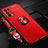 Custodia Silicone Ultra Sottile Morbida Cover con Magnetico Anello Supporto A02 per Oppo Reno5 Pro 5G Rosso