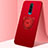 Custodia Silicone Ultra Sottile Morbida Cover con Magnetico Anello Supporto A02 per Oppo RX17 Pro Rosso