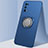 Custodia Silicone Ultra Sottile Morbida Cover con Magnetico Anello Supporto A02 per Realme Q2 Pro 5G Blu