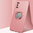 Custodia Silicone Ultra Sottile Morbida Cover con Magnetico Anello Supporto A02 per Realme Q2 Pro 5G Oro Rosa