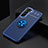 Custodia Silicone Ultra Sottile Morbida Cover con Magnetico Anello Supporto A02 per Samsung Galaxy S21 5G Blu