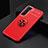 Custodia Silicone Ultra Sottile Morbida Cover con Magnetico Anello Supporto A02 per Samsung Galaxy S21 5G Rosso