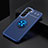 Custodia Silicone Ultra Sottile Morbida Cover con Magnetico Anello Supporto A02 per Samsung Galaxy S21 Plus 5G Blu