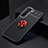 Custodia Silicone Ultra Sottile Morbida Cover con Magnetico Anello Supporto A02 per Samsung Galaxy S23 5G Rosso e Nero
