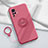 Custodia Silicone Ultra Sottile Morbida Cover con Magnetico Anello Supporto A02 per Vivo X50 Pro 5G Rosso Rosa