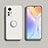 Custodia Silicone Ultra Sottile Morbida Cover con Magnetico Anello Supporto A02 per Xiaomi Mi 12 Pro 5G Bianco