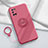 Custodia Silicone Ultra Sottile Morbida Cover con Magnetico Anello Supporto A03 per Oppo A52 Rosso Rosa
