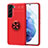 Custodia Silicone Ultra Sottile Morbida Cover con Magnetico Anello Supporto A03 per Samsung Galaxy S21 5G Rosso