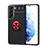 Custodia Silicone Ultra Sottile Morbida Cover con Magnetico Anello Supporto A03 per Samsung Galaxy S21 Plus 5G Rosso e Nero