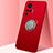 Custodia Silicone Ultra Sottile Morbida Cover con Magnetico Anello Supporto A03 per Vivo X50 Pro 5G Rosso