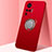 Custodia Silicone Ultra Sottile Morbida Cover con Magnetico Anello Supporto A03 per Vivo X51 5G Rosso