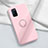 Custodia Silicone Ultra Sottile Morbida Cover con Magnetico Anello Supporto A04 per Oppo A92 Rosa