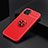 Custodia Silicone Ultra Sottile Morbida Cover con Magnetico Anello Supporto A05 per Apple iPhone 13 Mini Rosso