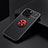 Custodia Silicone Ultra Sottile Morbida Cover con Magnetico Anello Supporto A05 per Apple iPhone 13 Pro Max Rosso e Nero