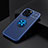 Custodia Silicone Ultra Sottile Morbida Cover con Magnetico Anello Supporto A05 per Apple iPhone 14 Pro Max Blu