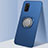 Custodia Silicone Ultra Sottile Morbida Cover con Magnetico Anello Supporto A05 per Oppo A92 Blu