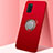 Custodia Silicone Ultra Sottile Morbida Cover con Magnetico Anello Supporto A05 per Oppo A92 Rosso