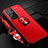 Custodia Silicone Ultra Sottile Morbida Cover con Magnetico Anello Supporto A05 per Samsung Galaxy S22 Ultra 5G Rosso