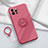 Custodia Silicone Ultra Sottile Morbida Cover con Magnetico Anello Supporto A06 per Apple iPhone 13 Pro Rosso