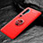Custodia Silicone Ultra Sottile Morbida Cover con Magnetico Anello Supporto D01 per Xiaomi Mi Note 10 Rosso