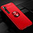 Custodia Silicone Ultra Sottile Morbida Cover con Magnetico Anello Supporto D02 per Xiaomi Mi Note 10 Rosso