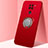 Custodia Silicone Ultra Sottile Morbida Cover con Magnetico Anello Supporto G01 per Xiaomi Redmi Note 9 Rosso