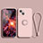 Custodia Silicone Ultra Sottile Morbida Cover con Magnetico Anello Supporto G02 per Apple iPhone 13 Mini Oro Rosa
