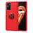 Custodia Silicone Ultra Sottile Morbida Cover con Magnetico Anello Supporto JM1 per Oppo A96 4G Rosso