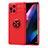 Custodia Silicone Ultra Sottile Morbida Cover con Magnetico Anello Supporto JM1 per Oppo Find X3 Pro 5G Rosso