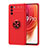 Custodia Silicone Ultra Sottile Morbida Cover con Magnetico Anello Supporto JM1 per Oppo K9 Pro 5G Rosso