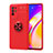 Custodia Silicone Ultra Sottile Morbida Cover con Magnetico Anello Supporto JM1 per Oppo Reno5 Z 5G Rosso