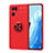 Custodia Silicone Ultra Sottile Morbida Cover con Magnetico Anello Supporto JM1 per Oppo Reno7 Pro 5G Rosso