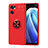 Custodia Silicone Ultra Sottile Morbida Cover con Magnetico Anello Supporto JM1 per Oppo Reno7 SE 5G Rosso