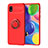 Custodia Silicone Ultra Sottile Morbida Cover con Magnetico Anello Supporto JM1 per Samsung Galaxy A01 Core Rosso