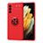Custodia Silicone Ultra Sottile Morbida Cover con Magnetico Anello Supporto JM1 per Samsung Galaxy A82 5G Rosso