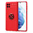 Custodia Silicone Ultra Sottile Morbida Cover con Magnetico Anello Supporto JM1 per Samsung Galaxy F62 5G Rosso
