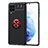 Custodia Silicone Ultra Sottile Morbida Cover con Magnetico Anello Supporto JM1 per Samsung Galaxy M62 4G Rosso e Nero