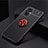 Custodia Silicone Ultra Sottile Morbida Cover con Magnetico Anello Supporto JM2 per OnePlus Nord N20 5G Rosso e Nero