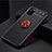 Custodia Silicone Ultra Sottile Morbida Cover con Magnetico Anello Supporto JM2 per Samsung Galaxy A03s Rosso e Nero