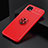 Custodia Silicone Ultra Sottile Morbida Cover con Magnetico Anello Supporto JM2 per Samsung Galaxy F42 5G Rosso