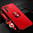 Custodia Silicone Ultra Sottile Morbida Cover con Magnetico Anello Supporto JM3 per Oppo Reno6 5G Rosso