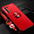 Custodia Silicone Ultra Sottile Morbida Cover con Magnetico Anello Supporto JM3 per Oppo Reno6 Pro+ Plus 5G Rosso