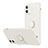 Custodia Silicone Ultra Sottile Morbida Cover con Magnetico Anello Supporto N01 per Apple iPhone 12 Bianco