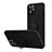 Custodia Silicone Ultra Sottile Morbida Cover con Magnetico Anello Supporto N01 per Apple iPhone 12 Pro Nero