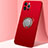 Custodia Silicone Ultra Sottile Morbida Cover con Magnetico Anello Supporto N02 per Apple iPhone 12 Pro Max Rosso