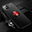 Custodia Silicone Ultra Sottile Morbida Cover con Magnetico Anello Supporto N03 per Apple iPhone 12 Mini Rosso e Nero