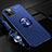 Custodia Silicone Ultra Sottile Morbida Cover con Magnetico Anello Supporto N03 per Apple iPhone 12 Pro Blu